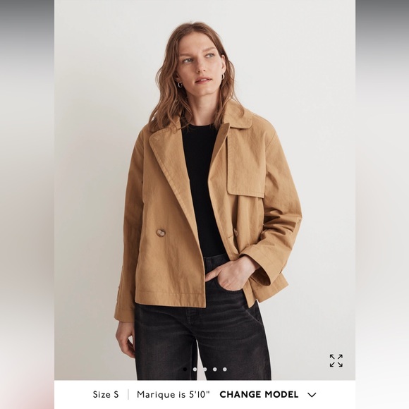 Madewell double breasted cropped trench coat - Picture 3 of 9
